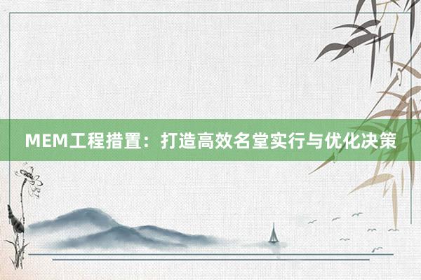 MEM工程措置：打造高效名堂实行与优化决策